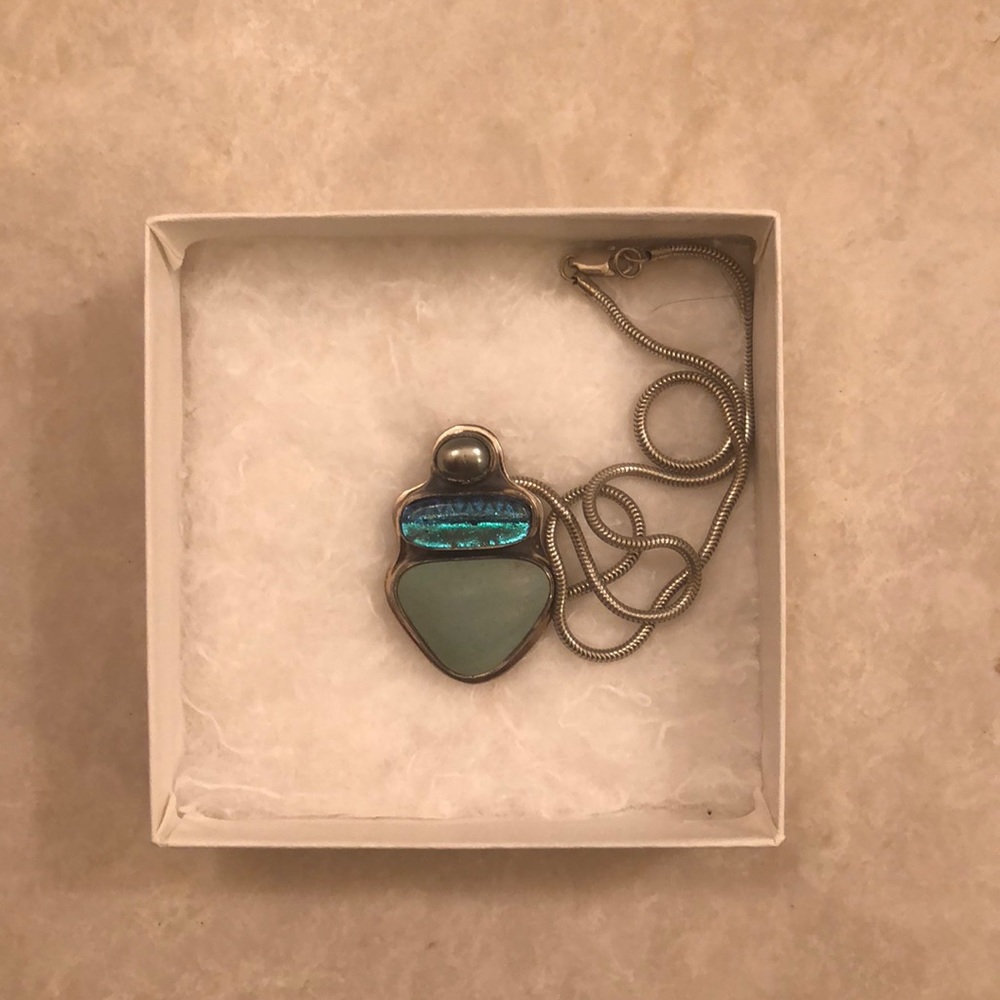 Beautiful blue and silver necklace with stones